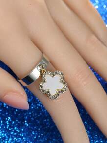 1 stuk Vrouwen In de mode Plum Blossom Gevormd Ring Met Kristal detail Voor High-end gevoel En Verfijnd Vakmanschap