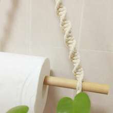 1pc Bohemian Style Handmade Woven Yellow Rope Tissue Holder Towel Hanger For Living Room, Bedroom, Bathroom Wall Decor - Yellow - View 5