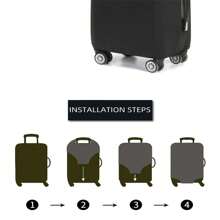 1入實色旅行行李套,彈性行李保護套,適用於旅行行李配件 - 黑色 - 查看 4