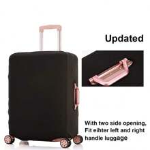1入實色旅行行李套,彈性行李保護套,適用於旅行行李配件 - 黑色 - 查看 7