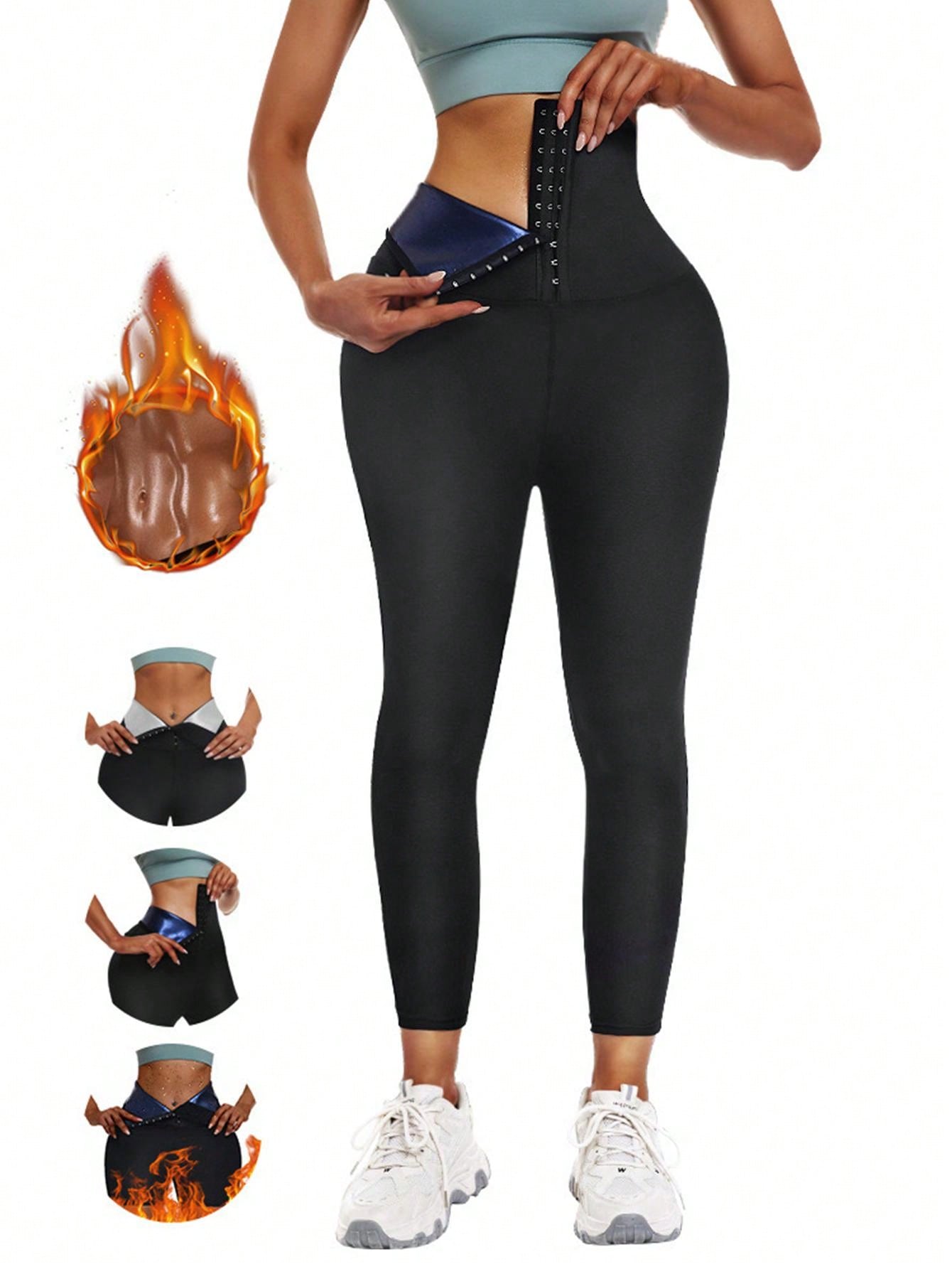 سروال ليقنز يوغا وسروال تعرق ساونا عالي الخصر لتدر...