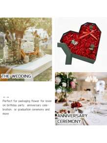 Diy 肥皂花玫瑰粉色心形禮盒,用於包裝鮮花、新娘中心裝飾、新娘淋浴派對家居房間裝飾 - 紅色盒裝 - 查看 9