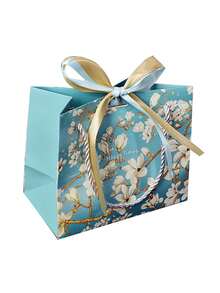 杏花蝴蝶結禮物袋+藍緞帶糖果包裝袋&收納袋&禮品袋&紀念品,白色卡紙,藍色紙袋,商務禮品袋,喜糖袋,服裝購物袋和收納袋,豪華包裝,杏花萬能袋,紙袋 - 多色 - 查看 7