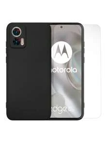 Funda De Silicon Suave Molan Cano Para Moto Edge 30 Neo + Mica Hidrogel - Negro - Ver 1