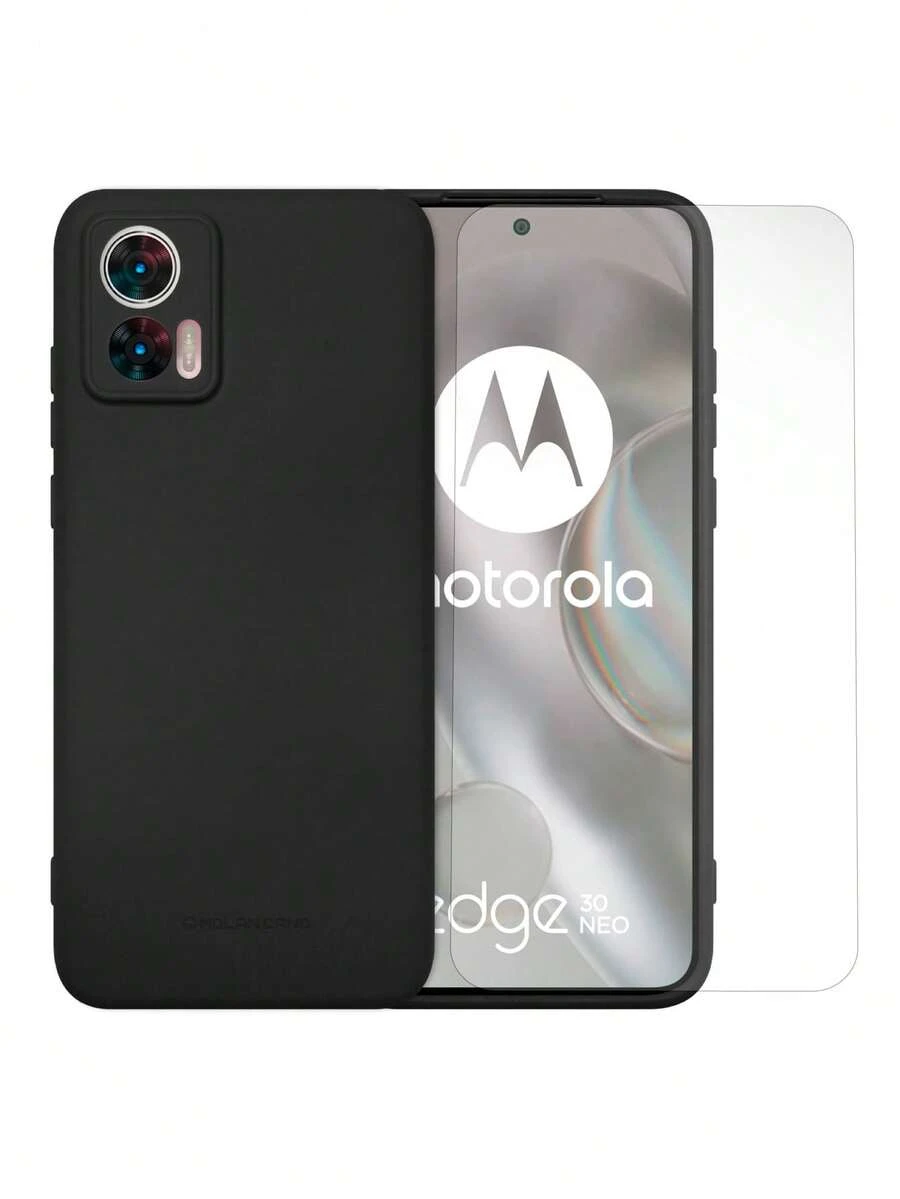 Funda De Silicon Suave Molan Cano Para Moto Edge 30 Neo + Mica Hidrogel - Negro - Ver 1