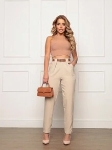 Women Pants - 珊瑚橙 - 查看 5