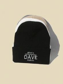 1pc Winter Warm Knit Hat With Embroidery, Solid Color, Ear Protection And Ins Style For Women - Black - View 6