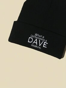 1pc Winter Warm Knit Hat With Embroidery, Solid Color, Ear Protection And Ins Style For Women - Black - View 5