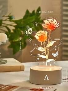 1個新款亞克力桌面夜燈usb充電觸摸+3色調節,適用於臥室桌面床頭櫥臺裝飾氛圍燈,情人節母親節教師節禮物 - 無色 - 查看 3