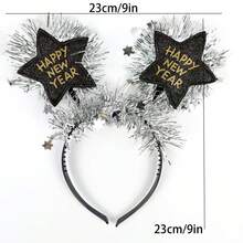 1個銀色派對頭箍,喜慶新年和五角星元素,配上金屬片花朵紙屑花,適用於節日派對服裝 - 銀色 - 查看 2