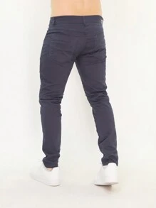 Calça Jeans sarja Skinny Masculina Com Lycra Estica - Preto - Visão 3