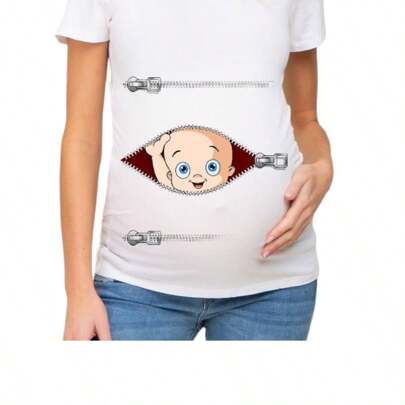 MODAS LORIVI VESTIDO PARA EMBARAZADAS  BLANCO CUELLO REDONDO MANGA CORTA BATITAS PRE MAMA