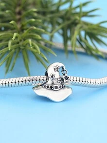 1入組可愛的925純銀帽珠子,diy手工藝品,男女適用禮物