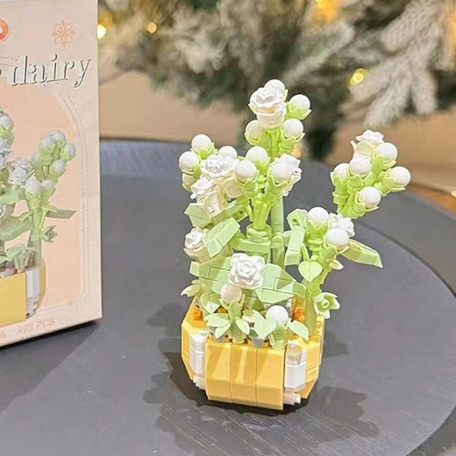 473pcs Jasmine Flower Building Blocks Eternal Flower Toy - White - View 1
