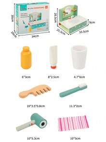 可愛的廚房玩具套裝,適合3-6歲的孩子,配有化妝臺和工具 - 杏色 - 查看 5