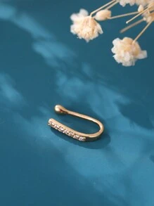 Nooxian 1入組u型鋯石鼻環,鑲有鋯石的鍍金仿裝鼻環穿刺飾品 - 金黃色 - 查看 4