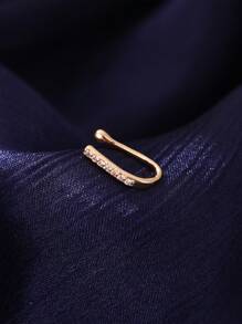 Nooxian 1入組u型鋯石鼻環,鑲有鋯石的鍍金仿裝鼻環穿刺飾品 - 金黃色 - 查看 5