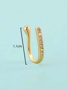Nooxian 1入組u型鋯石鼻環,鑲有鋯石的鍍金仿裝鼻環穿刺飾品 - 金黃色 - 查看 6