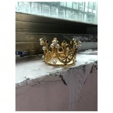 1个迷你珍珠装饰公主皇冠蛋糕装饰插牌，适用于生日烘焙装饰 - 彩色 - 查看 5