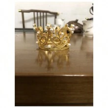 1个迷你珍珠装饰公主皇冠蛋糕装饰插牌，适用于生日烘焙装饰 - 彩色 - 查看 4
