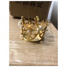 1个迷你珍珠装饰公主皇冠蛋糕装饰插牌，适用于生日烘焙装饰 - 彩色 - 查看 1
