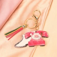 1個可愛的粉色鑰匙扣掛飾,情侶、女性、朋友、閨蜜最佳禮物 - 電話 - 查看 1