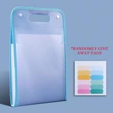 A4 Portable Vertical 13-Compartment Expanding File Folder With Thickened Pp And Semi-Transparent Design, For Student Exams And Data Storage - Blue - View 3