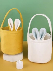 1pc Easter Rabbit Handbag Rabbit Ear Basket Party Gift Box Packaging Easter Egg Box Candy Bag - Baby Blue - View 3