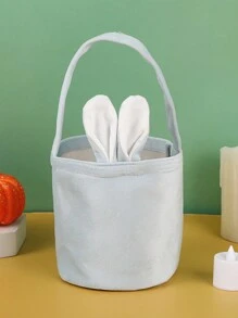 1pc Easter Rabbit Handbag Rabbit Ear Basket Party Gift Box Packaging Easter Egg Box Candy Bag - Baby Blue - View 1