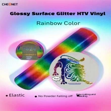 1 件光面表面閃光熱轉印乙烯基訂製標誌鬆緊帶 - 七彩色 - 查看 1