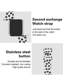 智慧手錶錶帶-狗爪印花設計,單面印刷矽膠材料,適用於apple Watch 38 / 40mm、42 / 44mm - 狗狗腳印 - 查看 4