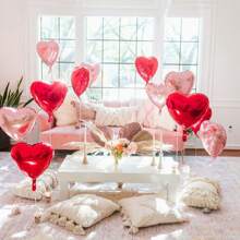 MECRLA 10入組紅色愛心鋁箔氣球和玫瑰金色愛心氣球,適用於婚禮、求婚派對、婚宴、照片背景、新娘派對和其他場合的裝飾 - 彩色 - 查看 2