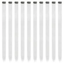 10入組20吋長直徑向合成紋白色卡扣式假髮,萬聖節cosplay裝扮時尚派對聖誕新年女士兒童禮物 - 白色 - 查看 2