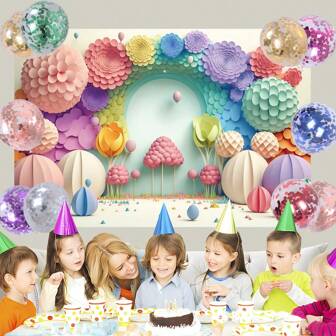 11pcs/Set Colored Rainbow Themed Photo Background Set (One 150*100cm Background Cloth & 10 Glitter Balloons) For Living Room Decor And Photoshoot