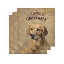 20片/袋復古狗主題正方形面紙,印有生日快樂狗印花。非常適合主題派對裝飾和生日派對裝飾 - 棕色 - 查看 3