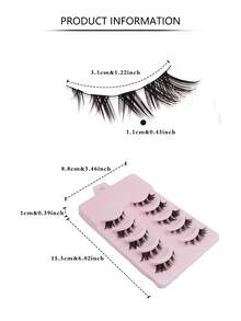 5對假睫毛,仿真長而濃密,c型彎曲,輕巧而增長,適合女性 - 眼尾拉長款 - 查看 2