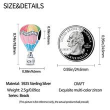 1件精美手工製作的925銀珠寶,浪漫熱氣球粉紅鋯石吊墜 - 杏色 - 查看 5