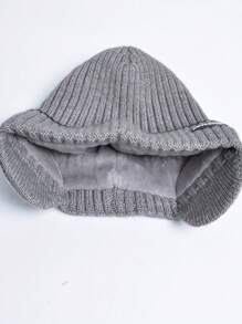 1pc Women's Knitted Beanie With Ear Flaps & Leather Label, Fashionable Skull Cap For Winter, Windproof & Warm - Multicolor - View 5