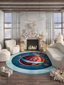 Round Carpet Christmas Floor Mat Suitable For Living Room, Bedroom, Study, Balcony And Attic - Multicolor - View 4