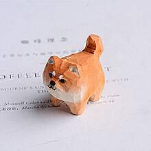 1 件木製雕刻秋田狗裝飾品,手工製作的創意狗形裝飾雕像,創意木製工藝品書桌裝飾品,適合學生禮物 - 橘色 - 查看 4