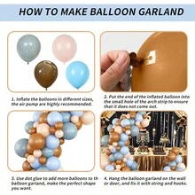 120入組復古乳膠氣球鏈和可可色、薄霧藍、嬰兒藍的花冠套裝,用於主題派對背景裝飾 - 杏色 - 查看 3