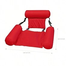 1pc, Water Backrest Recliner Floating Bed, Swimming Pool Inflatable Sofa, Adult Water Inflatable Chair, Folding Floating Row - Red - View 5