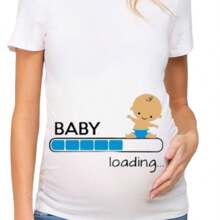 MODAS LORIVI VESTIDO PARA EMBARAZADAS  BLANCO CUELLO REDONDO MANGA CORTA BATITAS PRE MAMA - Azul y blanco - Ver 1