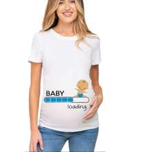 MODAS LORIVI VESTIDO PARA EMBARAZADAS  BLANCO CUELLO REDONDO MANGA CORTA BATITAS PRE MAMA - Azul y blanco - Ver 2