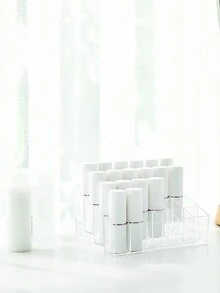 24-Slot Transparent Lipstick Storage Box Plastic Cosmetic Organizer, Lipstick Display Stand For Dressing Table - Clear - View 5