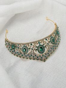 1pc Women Colorful Rhinestone Crown, Bridal Headpiece - Multicolor - View 7