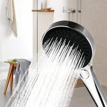 1入組3速加壓手持式浴室淋浴器,按鈕輕觸即可切換3種噴霧模式,矽膠噴頭不易堵塞,易於清潔,大噴頭板,浴缸水加熱器加壓噴霧器,燒結厚化表面處理,適用於飯店/家用浴室,色澤銀色 - 銀色 - 查看 2