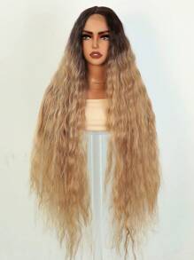 NOBLE Synthetic Lace Wigs 40 Inch Super Long Cosplay Curly Hair Dark Brown Wigs For Woman Bohemian Curly Synthetic Lace Front Wig Cosplay Daily Use New Year - Multicolor - View 1