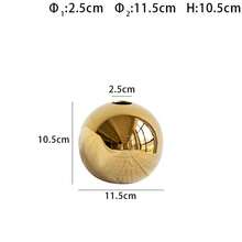 電鍍金球形陶瓷花瓶,家居裝飾擺設工藝品,藝術水耕花瓶家居裝飾擺設禮品 - 杏色 - 查看 4