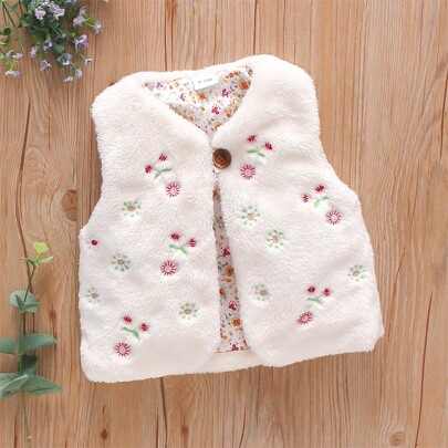 Fall/Winter Baby Girls' Vest With Embroidery & Jacket
